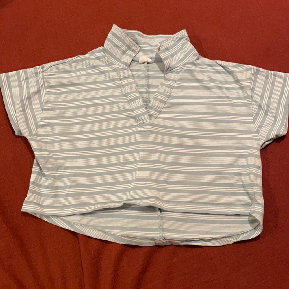 Cotton On Baby blue stripe crop t-shirt. Size XS.